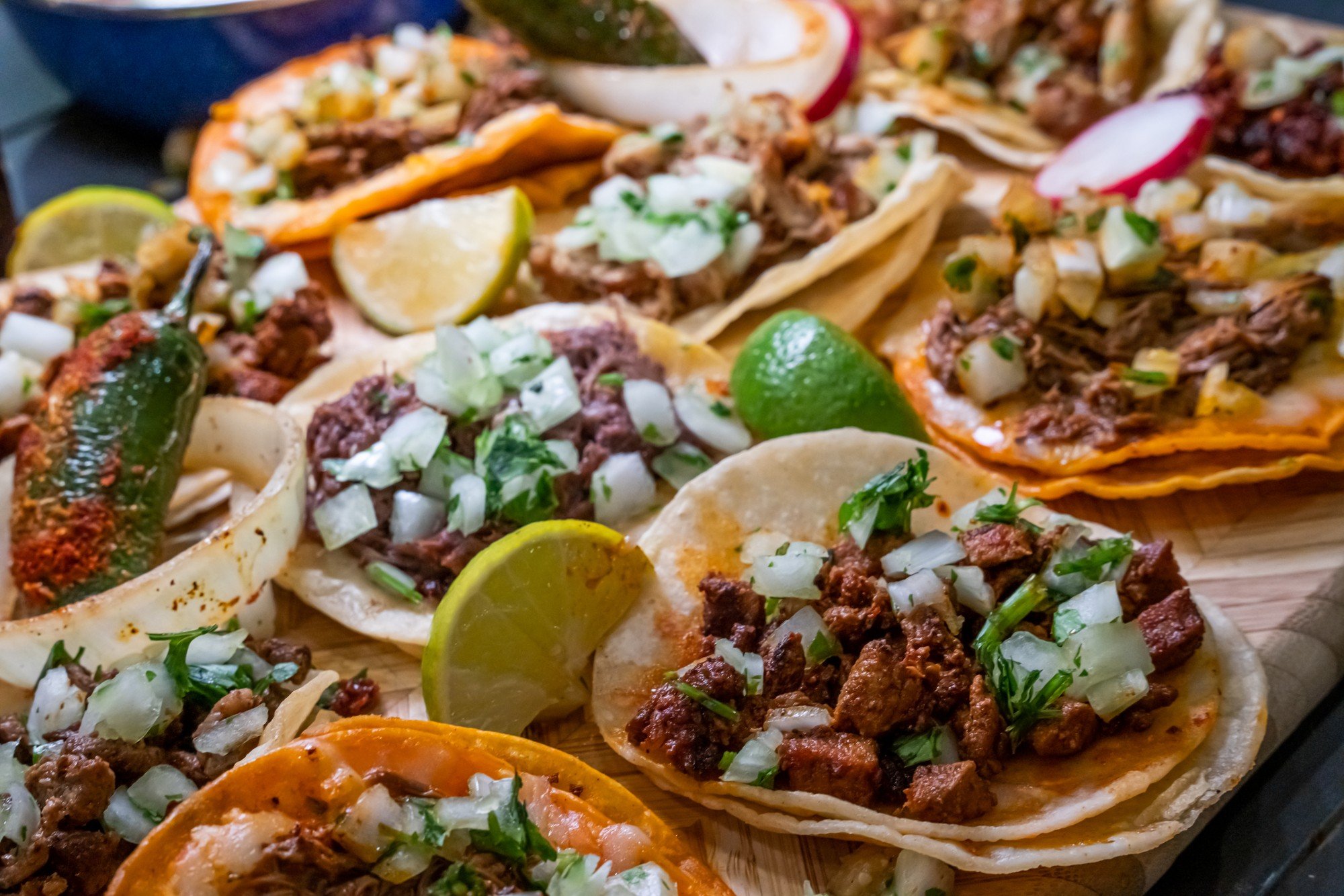 Soft-shelled tacos filled with fresh ingredients